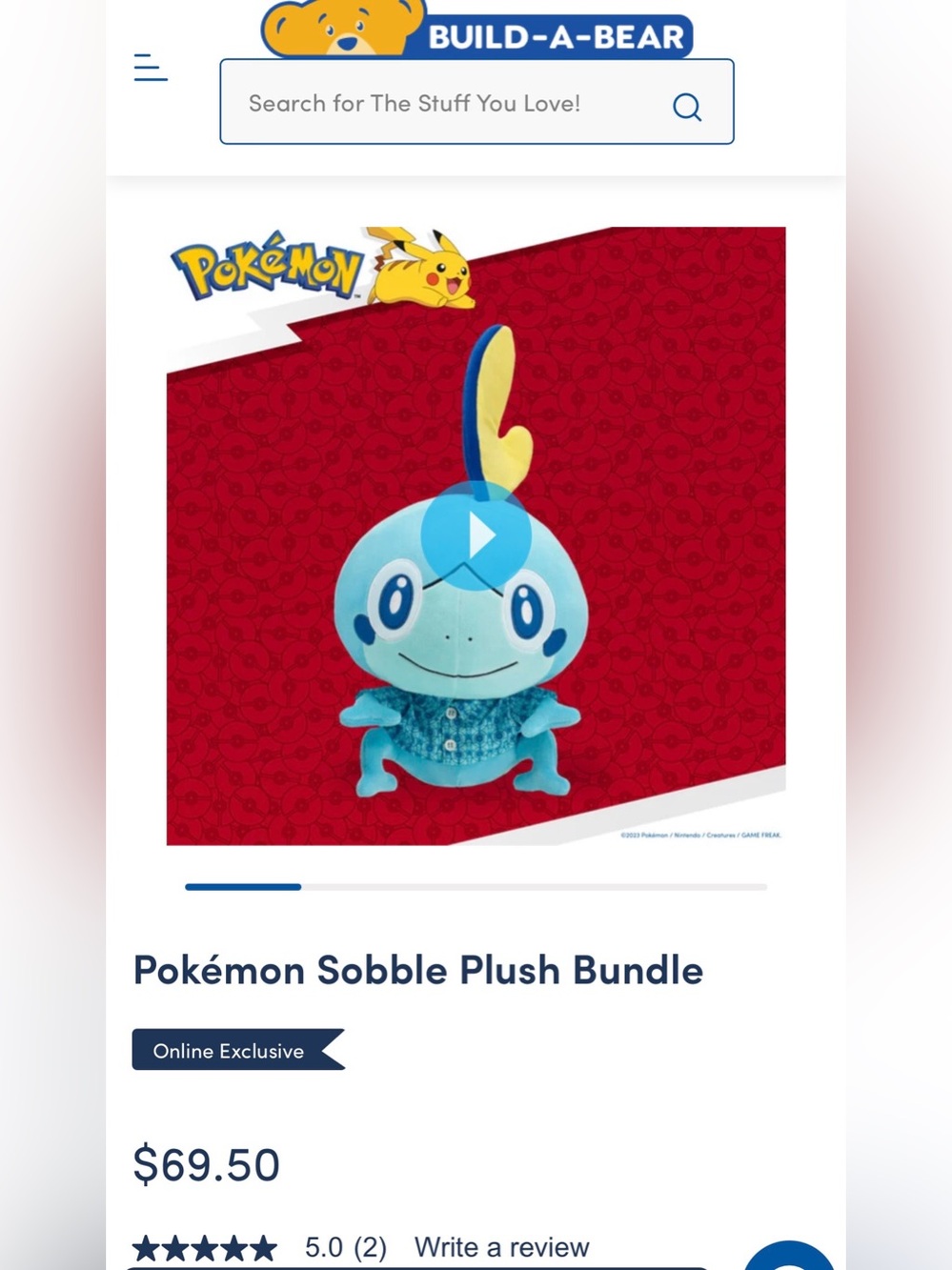 Build-A-Bear Sobble Plush - Light Blue & Yellow